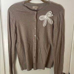 LOFT Taupe Knit Cardigan